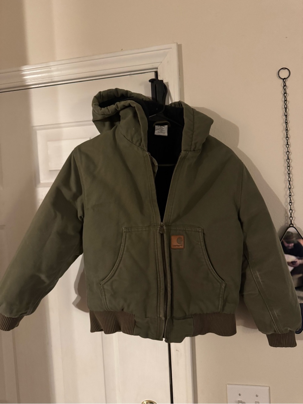 Carhartt Kids Olive Green Hooded Puffer Jacket